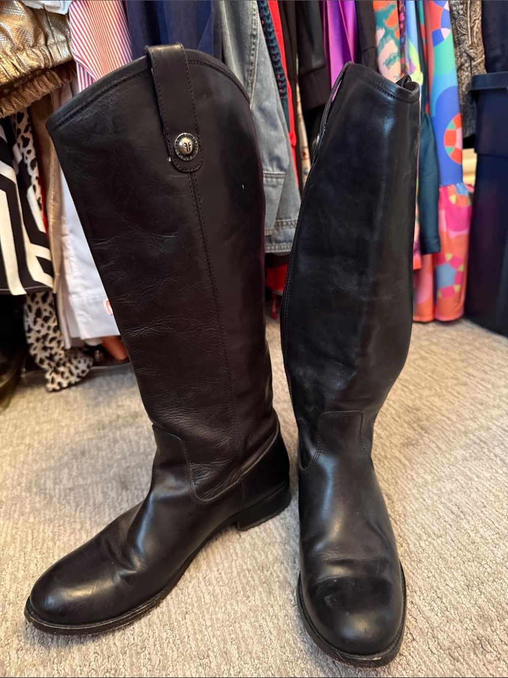 Frye Black Leather Over-the-Knee Riding Boots - Picture 2 of 6